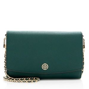 Tory Burch Saffiano Leather Robinson Wallet On Chain Bag